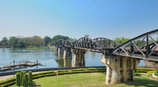 Bridge though river Kwai.Death Railway between Thailand and Burma